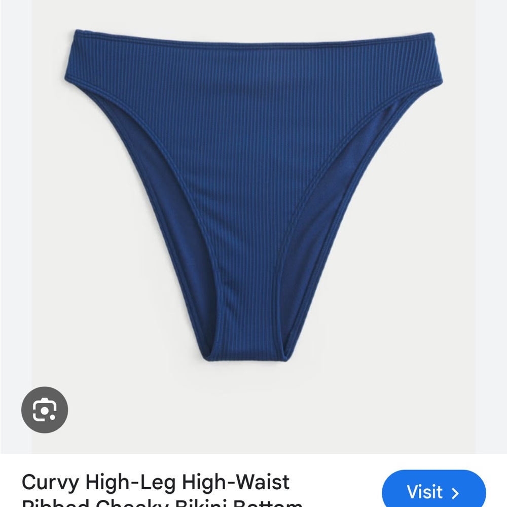 Hollister Women's Navy Ribbed Bikini Bottoms
